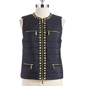 NEW Michael Kors Studded Puffer Vest Navy Blue